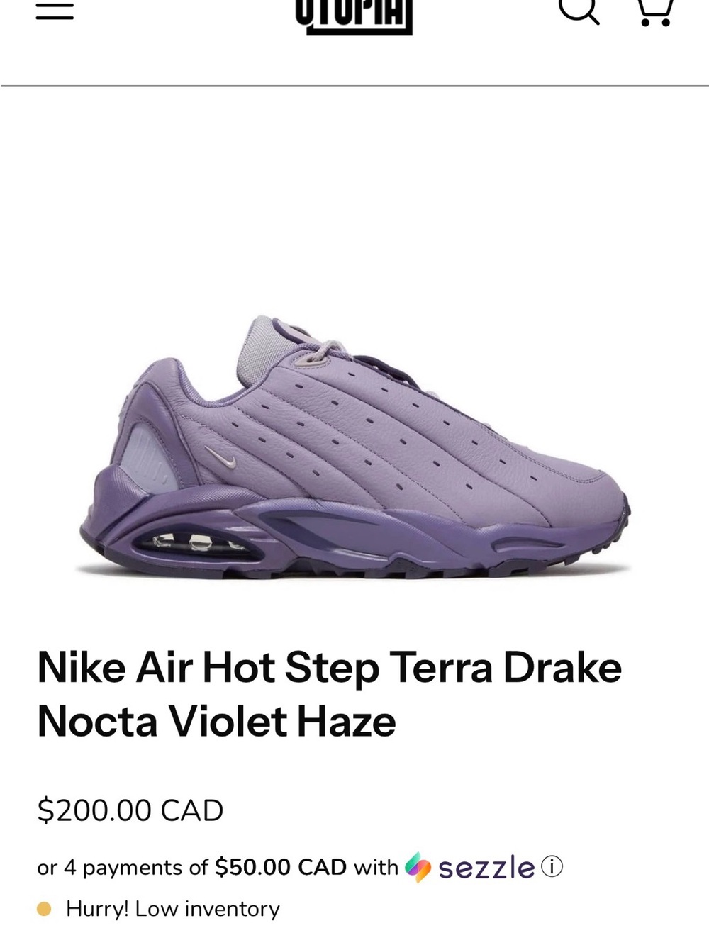Nike Air Hot Step Terra Drake Nocta — Violet Haze